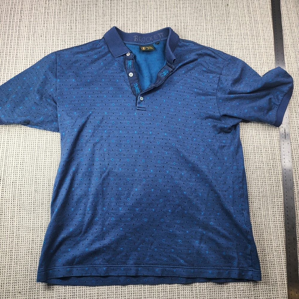 Bobby Jones Polo Shirt Mens Medium Blue Geometric‎ Golf Short Sleeve Casual Knit